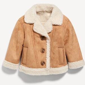 Sherpa-Trim Buttoned Coat